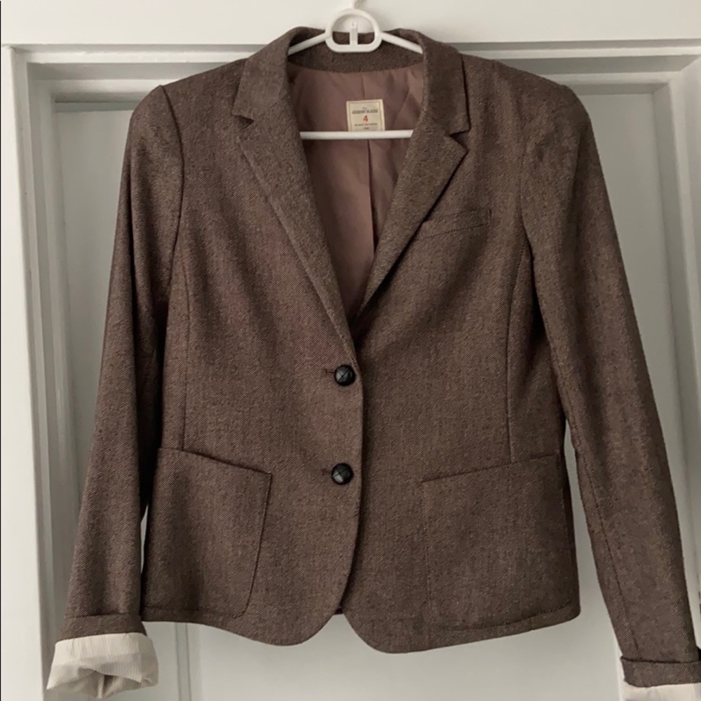 Gap Academy Blazer Brown Tweed Casual Wool Sz 4